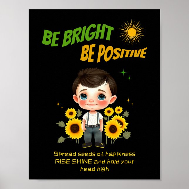 Little boy with sunflowers poster (Front)