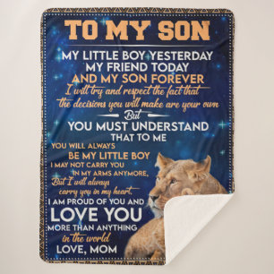 Little Boy Yesterday Friend Today-Lion Mum To Son Sherpa Blanket