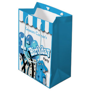 Little Boy's 1st Blue Elephant Birthday Medium Gift Bag