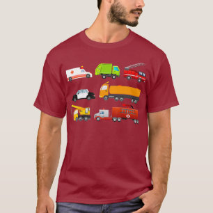 Little Boys Emergency Vehicles  Hospital Trucks T-Shirt
