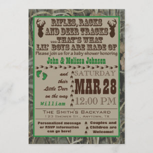 Little Boys Hunting Camo Baby Shower Invitations G