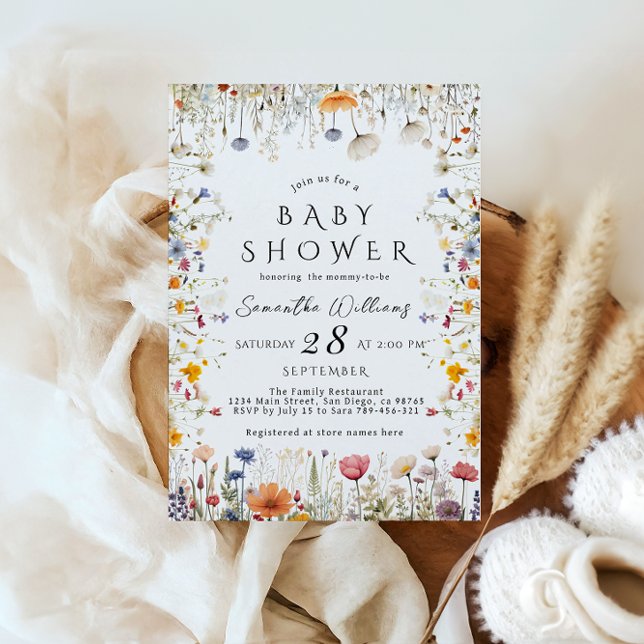 Little Bright Wildflower Flower Baby Shower Invitation (Creator Uploaded)