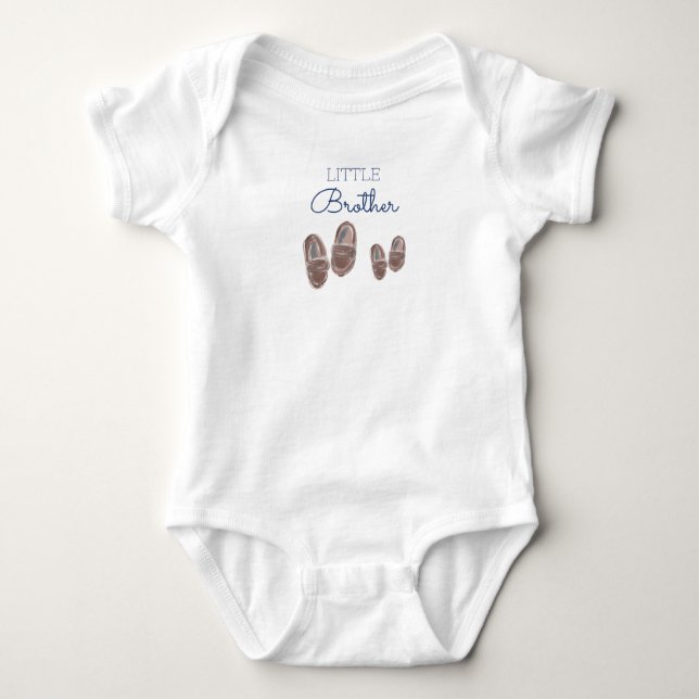 Little Brother Announcement Matching Sibling Shoe Baby Bodysuit (Front)