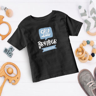 Little Brother Baby Announcement Name & Monogram B Toddler T-Shirt