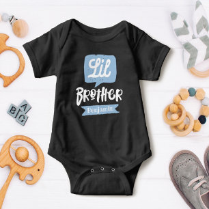 Little Brother Baby Announcement Name & Monogram Bodysuit