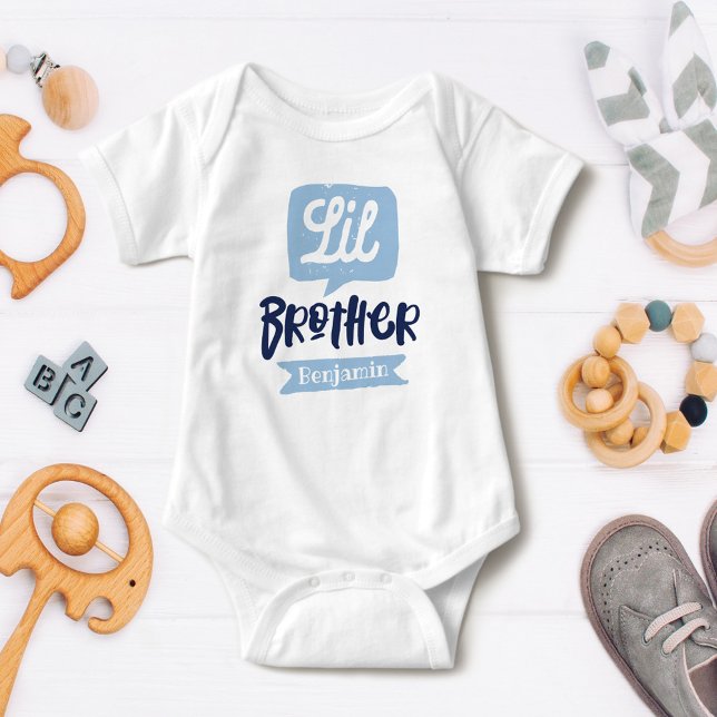 Little Brother Baby Announcement Name & Monogram Bodysuit (Creator Uploaded)