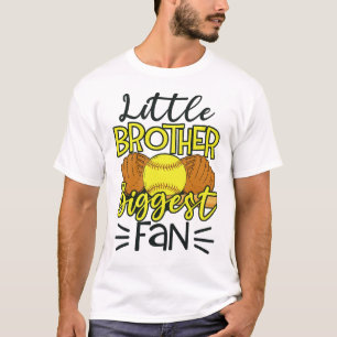  Little Brother Biggest Fan Softball T-Shirt