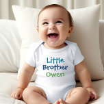 Little Brother Colourful Monogram Boys Baby Bodysuit<br><div class="desc">Customise this stylish little brother boy's t-shirt with the younger / youngest child's name.  Teal,  dark blue,  and green colours - many shirt style,  size,  and colour options available.</div>