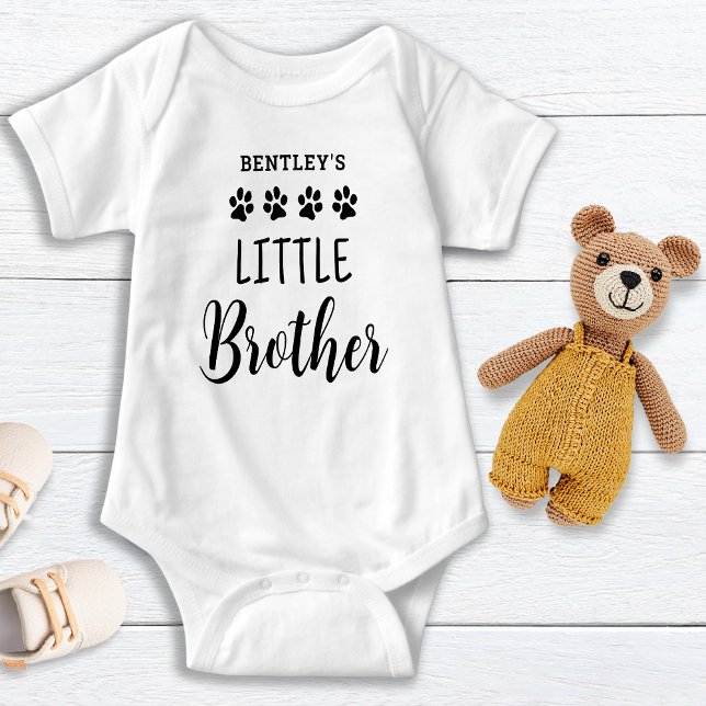 Little Brother Cute Personalised Pet Dog Lover  Baby Bodysuit (Creator Uploaded)