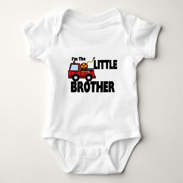 Little Brother Fire Truck Baby Bodysuit (Front)