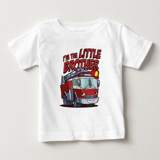 Little Brother Fire Truck Baby T-Shirt (Front)