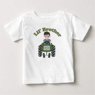 Little Brother Green Tractor Baby T-Shirt