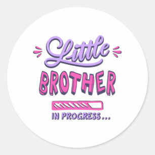 Little brother in progress classic round sticker
