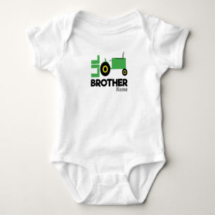 Little brother matching tractor sibling baby bodysuit