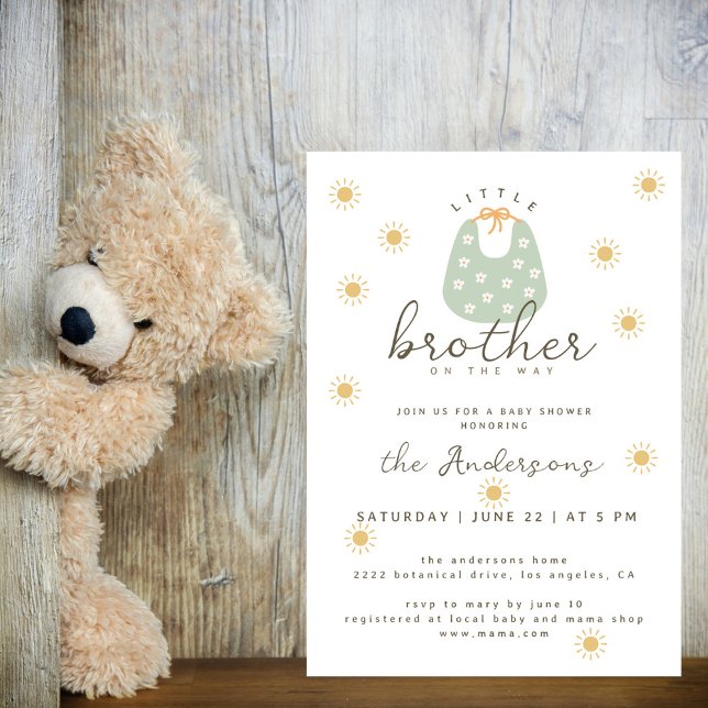 Little Brother On The Way Boho Sun Baby Shower Invitation (Creator Uploaded)