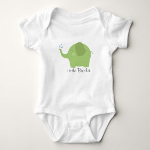 Little Brother or Sister Green Elephant Baby Bodysuit