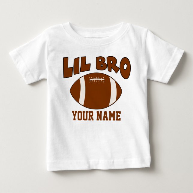Little Brother Personalised Football Baby T-Shirt (Front)