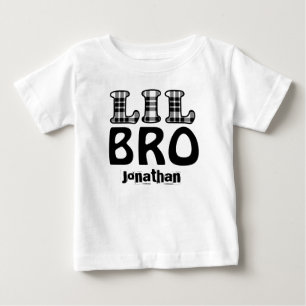 LITTLE BROTHER Plaid Letters Custom Name V02 Baby T-Shirt