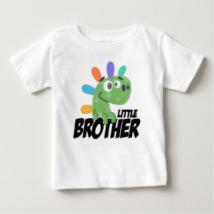 Little Brother Rainbow Dinosaur Baby T-Shirt