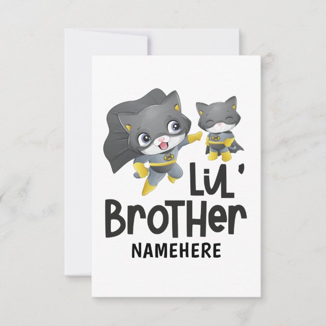 Little Brother Superhero Cat Custom Name (Front)
