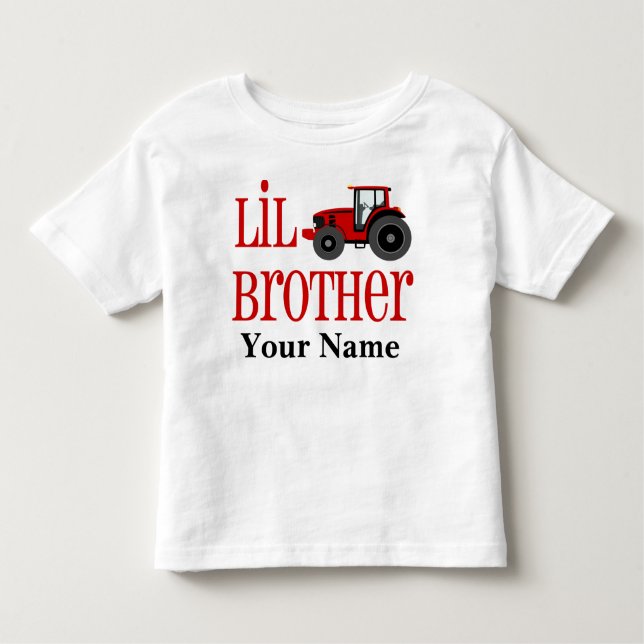 Little Brother Tractor Personalised T-shirt (Front)