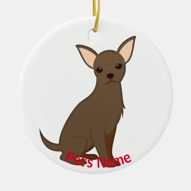 Little Brown Chihuahua Ceramic Tree Decoration (Front)