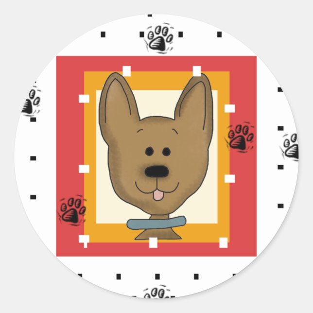 Little Brown Doggie Tshirts and Gifts Classic Round Sticker (Front)