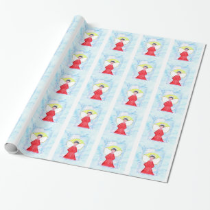 Little Brown Glitter Angel Wrapping Paper