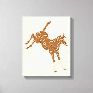 Little Brown Horses - on salmon pink.   Canvas Print