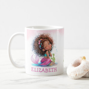 Little Brown Mermaid Watercolor Coffee Mug