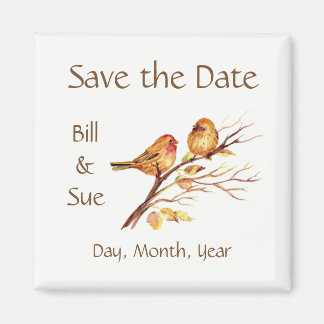 Little Brown Red Birds- Custom Save the Date Magnet