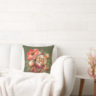 Little Brownies Gingerbread with Red Amaryllis Cushion