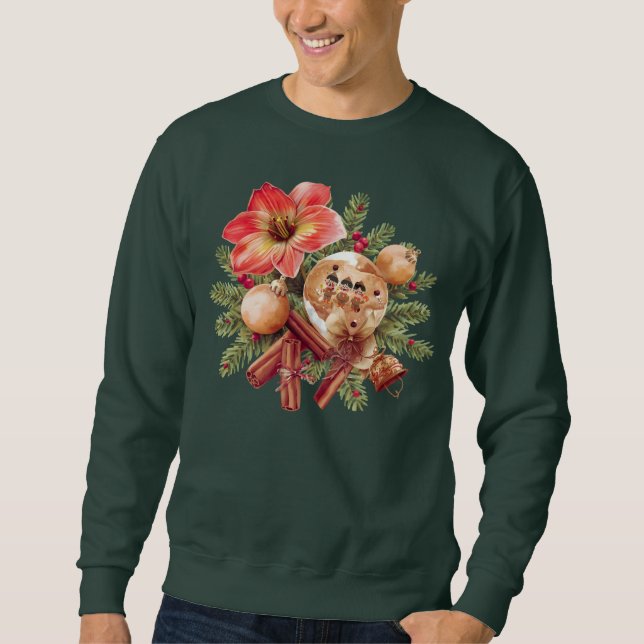Little Brownies Gingerbread with Red Amaryllis Sweatshirt (Front)