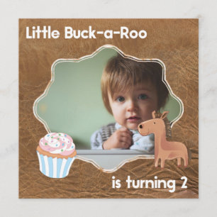 Little Buckaroo Second Birthday Picture Invitation