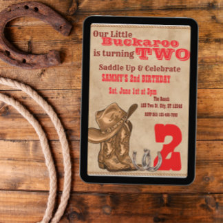 Little Buckaroo Two, Western 2nd Birthday Invitation