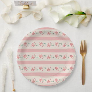 Little Bud Floral Hand Lettering Baby Shower Sign Paper Plate