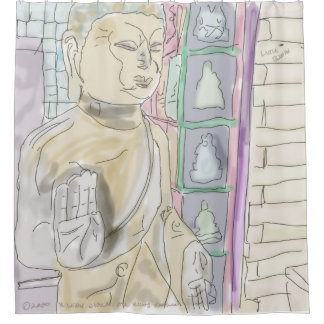Little Buddha Shower Curtain by R. Leah OShell