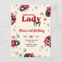 little bug Lady bug birthday Invitation