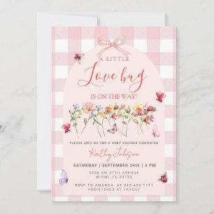 Little Bug On The Way Pink Wildflower Baby Shower Invitation
