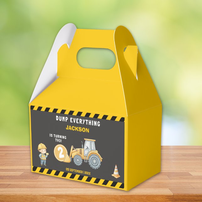 "Little Builder– Construction Truck 2nd Birthday Favour Box (Creator Uploaded)