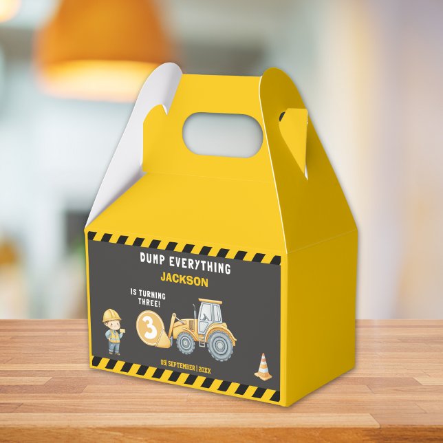 "Little Builder– Construction Truck 3rd Birthday Favour Box (Creator Uploaded)