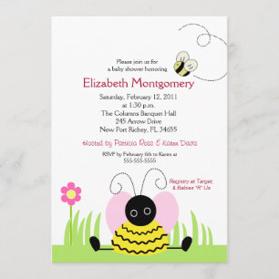 Little Bumble Bee Baby Shower 5x7 Invitation