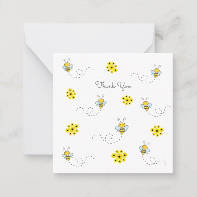 Little Bumble Bee Mini Thank You Note Card (Front)