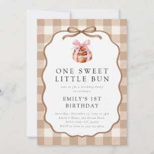 Little Bun Cinnamon Roll 1st Birthday Invitation