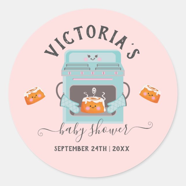 Little Bun in the Oven Baby Shower Classic Round Sticker (Front)