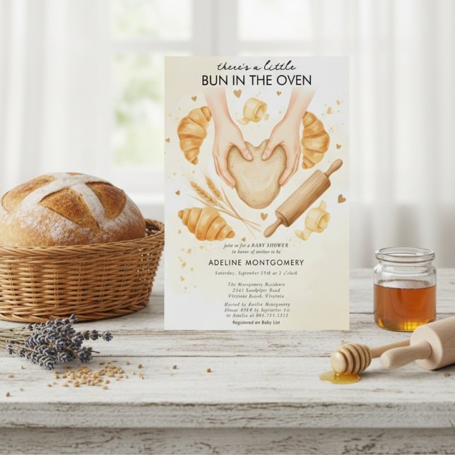 Little Bun in the Oven Bakery Baby Shower Invitation (Creator Uploaded)