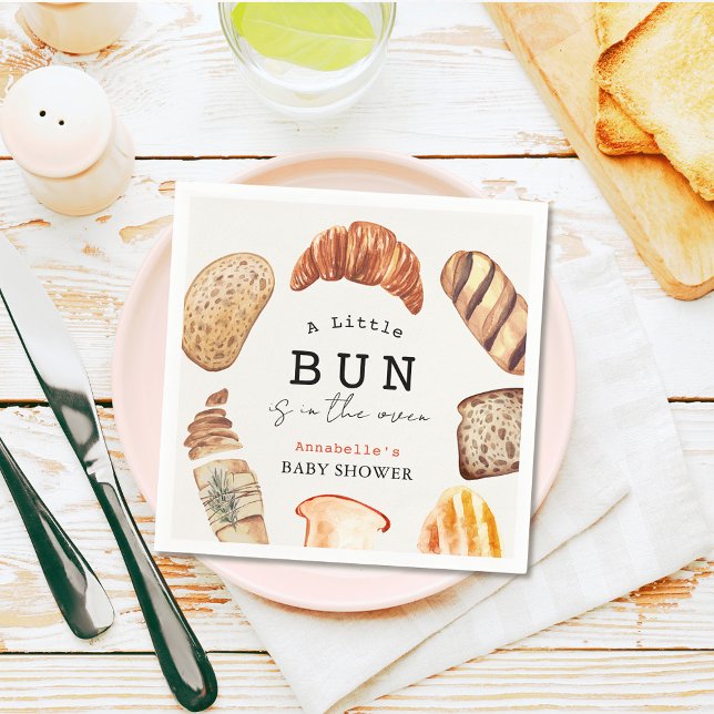 Little Bun in the Oven Bakery Pastries Baby Shower Napkin (Creator Uploaded)