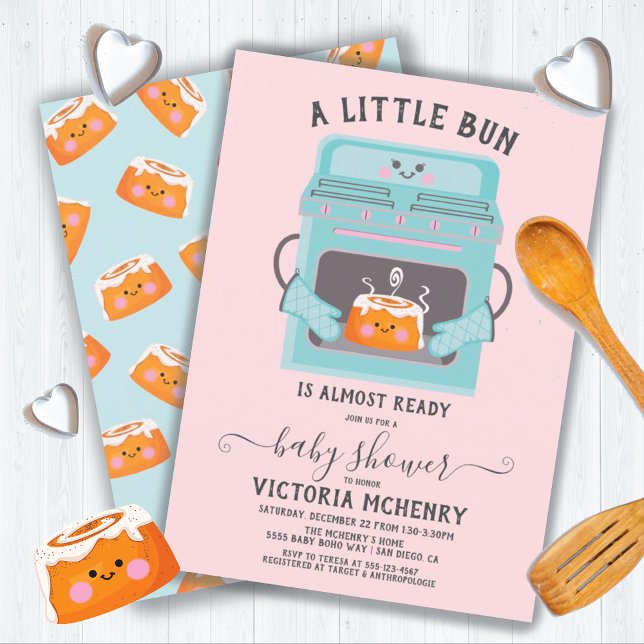 Little Bun in the Oven boy or girl baby shower Inv Invitation (Creator Uploaded)