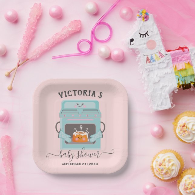 Little Bun in the Oven boy or girl baby shower Paper Plate (Party)