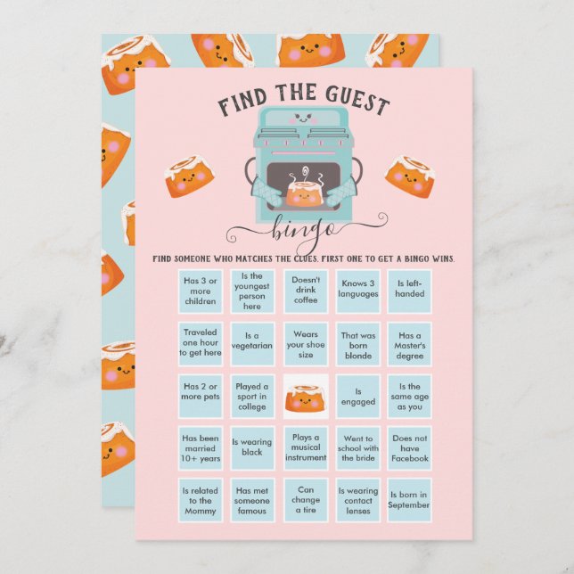 Little Bun in the Oven Find the Guest BINGO Invitation (Front/Back)